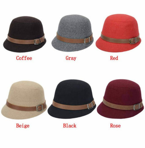 Beach Belt Buckle Felt Bowler Hat