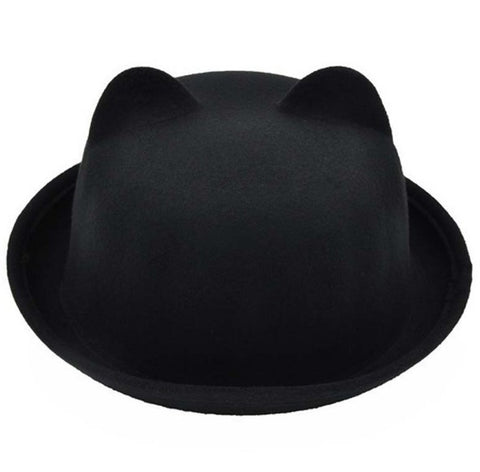 Ears Wool Derby Bowler Cap