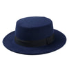 Unisex Wool Felt Flat Dome Oval Top