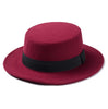 Unisex Wool Felt Flat Dome Oval Top