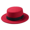 Unisex Wool Felt Flat Dome Oval Top